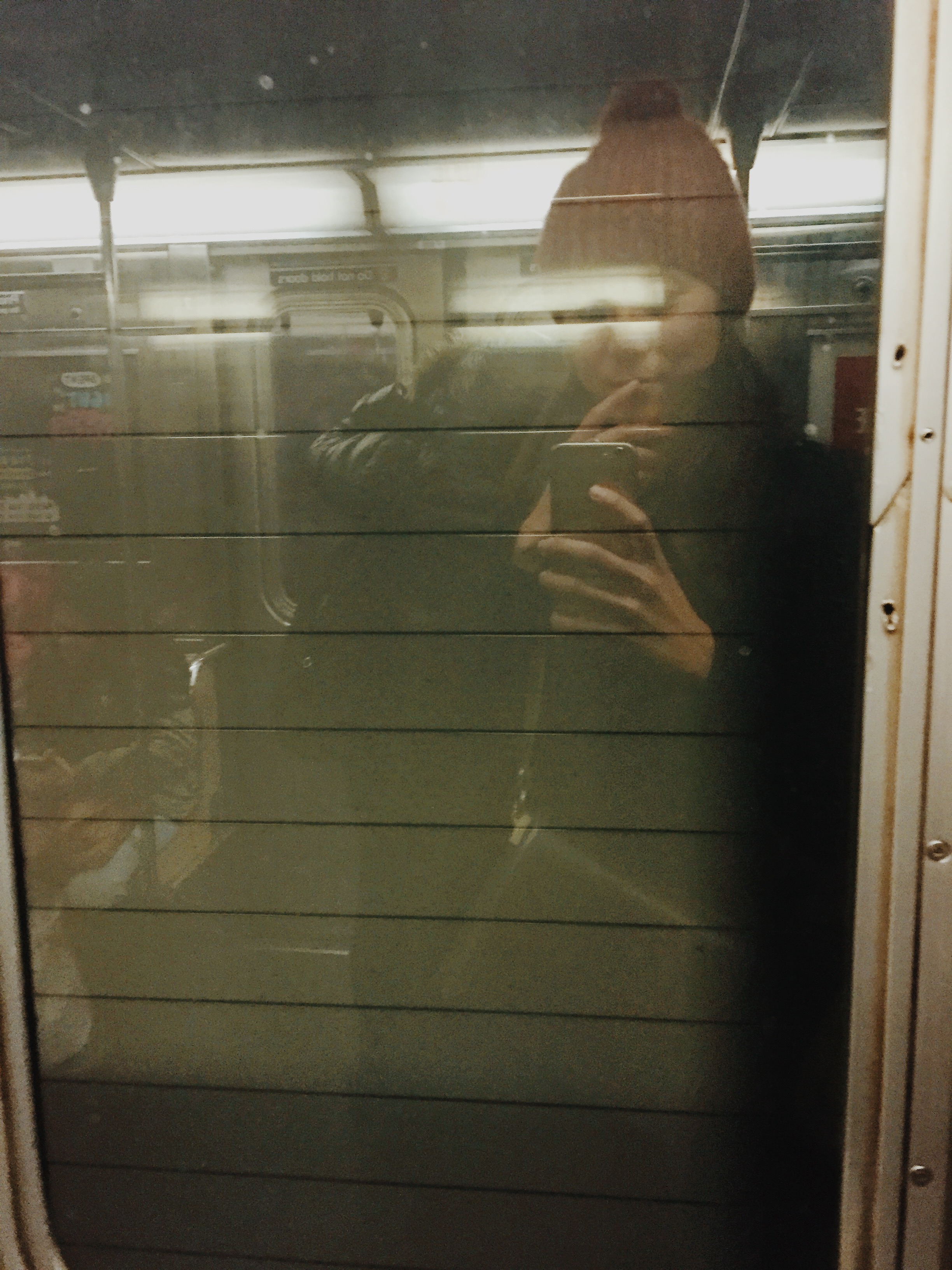 Subway rider in winter