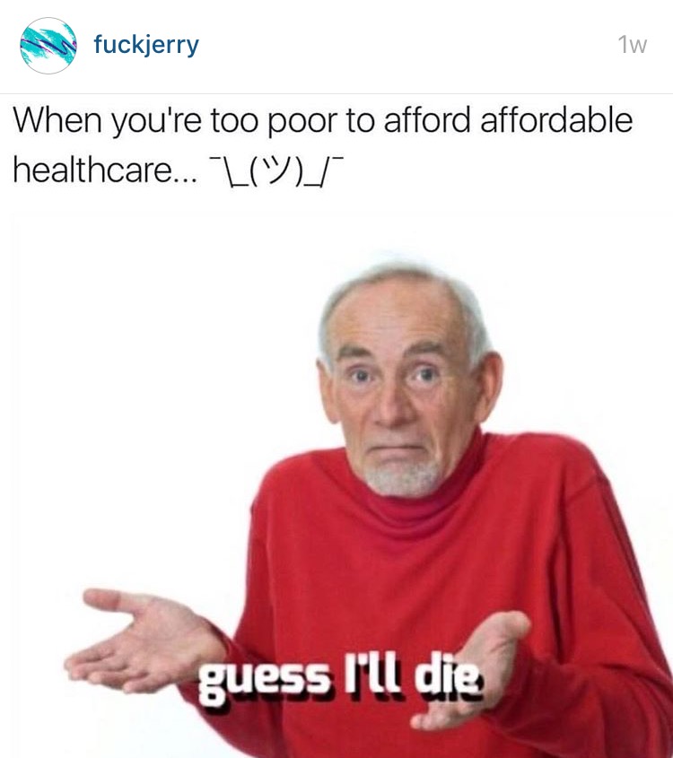 FuckJerry meme making fun of affordable healthcare